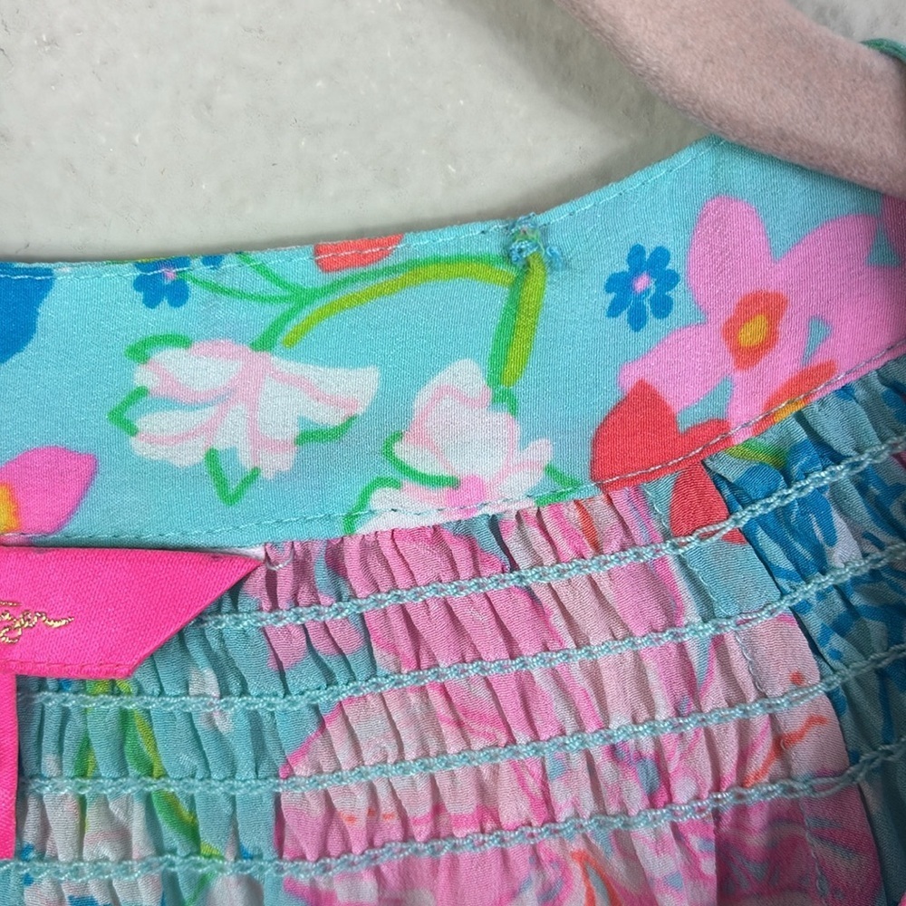 Lilly Pulitzer Elsa 100% Silk Top Blouse in Luscious Lions Surf Blue sz M - Picture 14 of 15